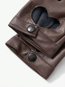 SHEIN ICON 1 Pair Women's Cute Y2K Heart-Shaped Fingerless Gloves, Suitable For Night Club, Casual Wear, Concerts/Festivals