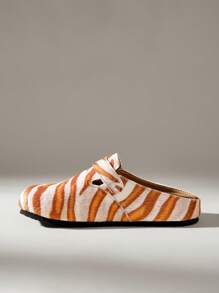 Solecia Women's Fashion Zebra Print Slip-On Flat Shoes - Orange - View 3