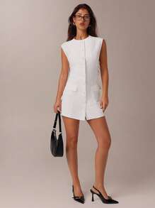 SHEIN Forever 21 Spring&Summer Women Romantic/Prom/Formal/Birthday/90s Clothes/Business Casual Woman/Elegant/Western Wear/Going Out/Fashion/Casual/Y2k Clothes/Club/Office /Cocktail/Vintage/Bodycon/Rave Outfits Festival/Funny/Classy/Old Money/Streetwear/Vacation Outfits/Country Concert Outfit/Work Clothes /Modest/Spring Break/Bachelorette Outfits/Concert/Baddie/Basic/Graduation/White Mini Dress - White - View 4