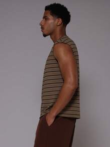 Musero 男式春夏款超大条纹无袖背心