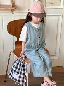 DAZY Young Girls Denim Bib Pants And Overall Pants, Fall Outfits - Blue - View 2