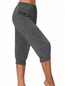Plus Size Summer Casual Minimalist Pants - Dark Grey - View 3
