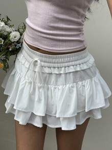 Sunnyshic Women Summer Simple Fashionable Cake Skirt, Suitable For Vacation