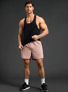 Manfinity Sport Corelite Camiseta sin mangas deportiva con estampado de letras para hombre - Negro - Ver 4