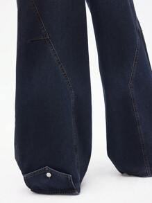 SHEIN ICON Women Casual Loose Straight Leg Denim Pants - Blue - View 5