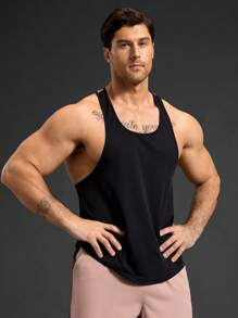 Manfinity Sport Corelite Camiseta sin mangas deportiva con estampado de letras para hombre - Negro - Ver 5