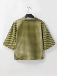 SHEIN Manfinity Dauomo Herren Große Größen kariertes, kurzärmeliges, lässiges Hemd mit Knopfleiste