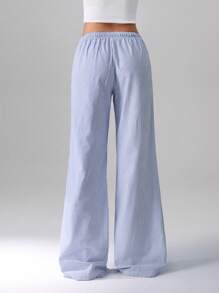 TRNVIE Pink 100% Cotton Low Waist Drawstring Tie Straight Leg Pants, Fashionable Casual Homewear For Women, Spring Fall Cloth For Women