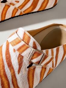 Solecia Women's Fashion Zebra Print Slip-On Flat Shoes - Orange - View 5