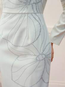 MOTF PREMIUM Vestido con estampado floral y bajo con dobladillo dividido - Albaricoque - View 2