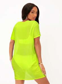 SHEIN SXY Women's Sexy Solid Sheer Mini Dress For Summer