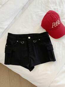 Comfortcana 短款黑色短裤，百搭显瘦，春夏季性感热裤 - 黑色 - 查看 8