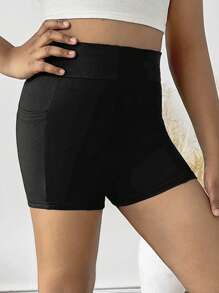 SHEIN Tween Girl Simple Stylish Casual Summer Leggings - Black - View 3