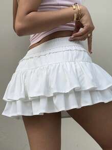 Sunnyshic Women Summer Simple Fashionable Cake Skirt, Suitable For Vacation