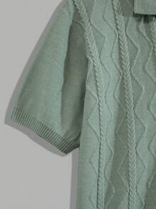 RueChic Men Casual Business Solid Regular Knitwear Polo Shirt - Mint Green - View 5