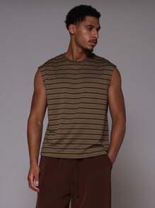 Musero 男式春夏款超大条纹无袖背心