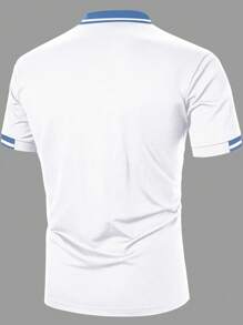 Manfinity Homme Camiseta polo de manga corta informal y versátil con bloques de color para hombres