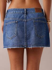 Forever 21 春季新款鸡翼领、双面、无袖、A 字形、撞色、刺绣、纽扣式水洗牛仔迷你裙，女士