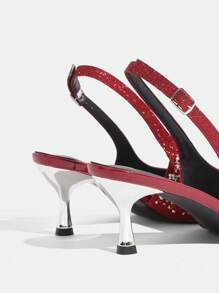 CUCCOO TILAWA Women's Pointed Toe Rhinestone High Heels Burgundy Closed Toe Party Pumps - Burgundy - View 10