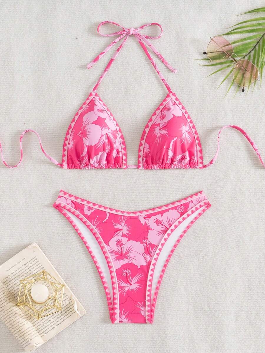 2 Pieces Beach Swimwear Set For Women For Summer Beach Vacation - Pink - View 1