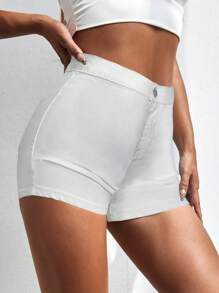 SHEIN ICON Summer Outfits High Waist Skinny Denim Shorts