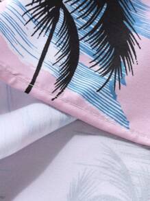 Manfinity RSRT Heren Plant Print Korte Mouw Casual Shirt, Zomer Tropisch Shirt Heren Tropische Shirts Voor Heren Heren Strand Shirts Heren Tropische Shirts Zomer Shirts Voor Heren