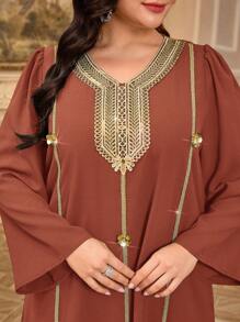 Al Najma 大码女士土耳其风格和阿拉伯传统长袍，朴素的卡夫坦