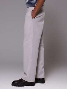 SHEIN X ELOISA & ORSON Musero Pantalones rectos con cintura plegable y doble pretina para hombres