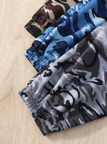 3pcs/Set Young Boy Casual Camouflage Print Drawstring Waist Pants Chic Outfits For Autumn/Winter - Multicolor - View 3