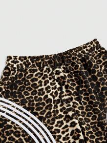 ROMWE MEN Prep 男士豹纹抽绳腰宽松休闲短裤 - 彩色 - 查看 3