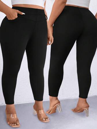 SHEIN CURVE+ Plus Size Women Mångsidiga Plus Size-byxor, enkla och moderiktiga, lämpliga för sommaren