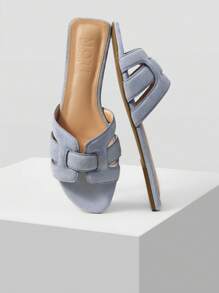 MOTF PREMIUM LIGHTWEIGHT WOVEN EMBOSSED MULE FLAT SANDALS