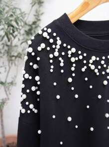 INAWLY 休闲水钻装饰圆领卫衣，秋冬套头衫