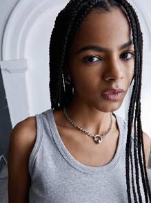 COUREZ Fitted Scoop Neck Tank Top Y2K Vintage Cotton - Grey - View 5