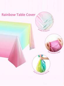 SHEIN 2 chiếc khăn trải bàn nhựa màu cầu vồng pastel, khăn trải bàn dùng một lần màu cầu vồng 108 x 54 inch, đồ trang trí tiệc cầu vồng, đồ dùng tiệc sinh nhật màu cầu vồng, khăn trải bàn màu pastel cho tiệc sinh nhật, tiệc cưới, đồ dùng tiệc, - Nhiều màu - Xem 3
