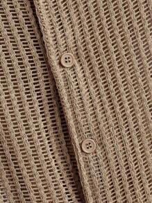 Manfinity RelaxMax Men Solid Lapel Collar Shirt - Brown - View 4