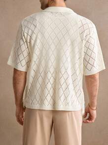 AKNOTIC Business Casual Men's Loose Raglan Knitted Sweater, Casual Collared Pullover - Apricot - View 7