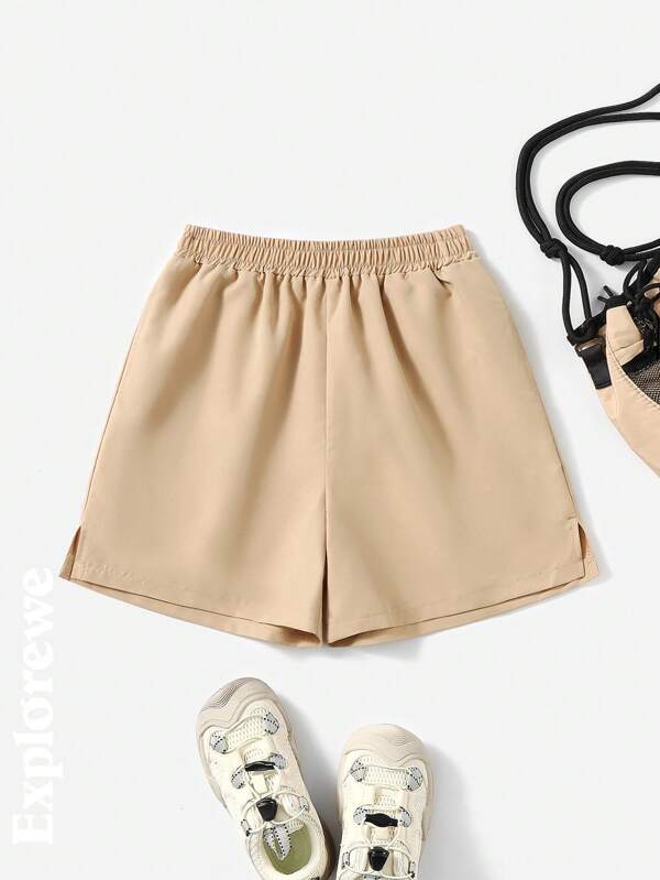 1pc Tween Girl Solid Color Casual Shorts, Fashion Versatile Summer Daily