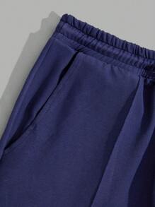 RueChic Men Patched Front With Special Fabric Regular Pants - Navy Blue - View 5