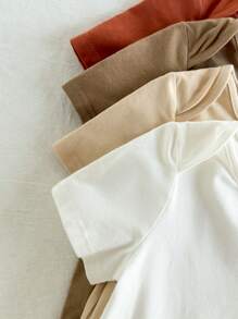 Loomiva 4pcs Baby Boy Solid Color Soft Knit Crew Neck Short Sleeve Set - Multicolor - View 6