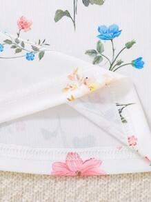 Young Girl Summer New Young Girls Minimalist Fresh Floral Print White Green Pink 3 Colors Suspender Top And Shorts 3pcs Set Clothes For Spring Summer - Multicolor - View 4