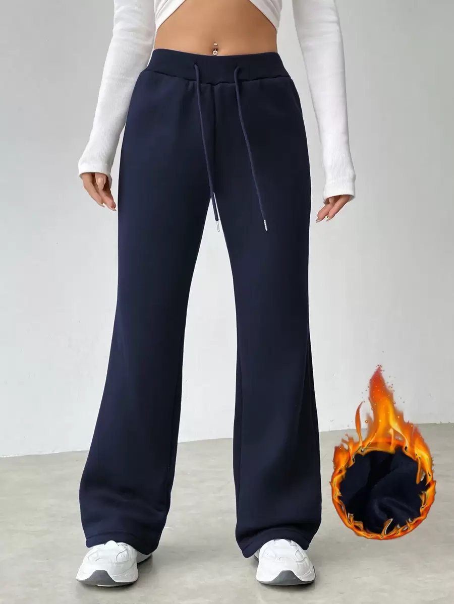 Flirla Eo thấp Màu thuần Quần thể thao - Màu xanh hải quân - Xem 1