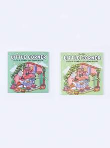 SHEIN 1pc Nook: Sách tô màu với thiết kế không gian ấm cúng siêu dễ thương để thư giãn (Tô màu không gian ấm cúng) Quà tặng cho bạn bè, cặp đôi và gia đình - màu xanh lá - Xem 3