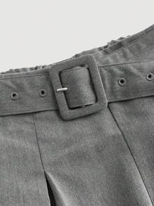SHEIN MOD Grey Loose Wide-Leg Casual Shorts, Back To School, Casual ,Summer