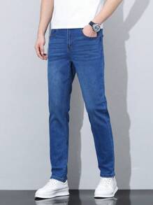 Manfinity Homme Slim Fit Långa jeansbyxor för män, moderiktiga för dagligt bruk - Multifärgad - Visa 5