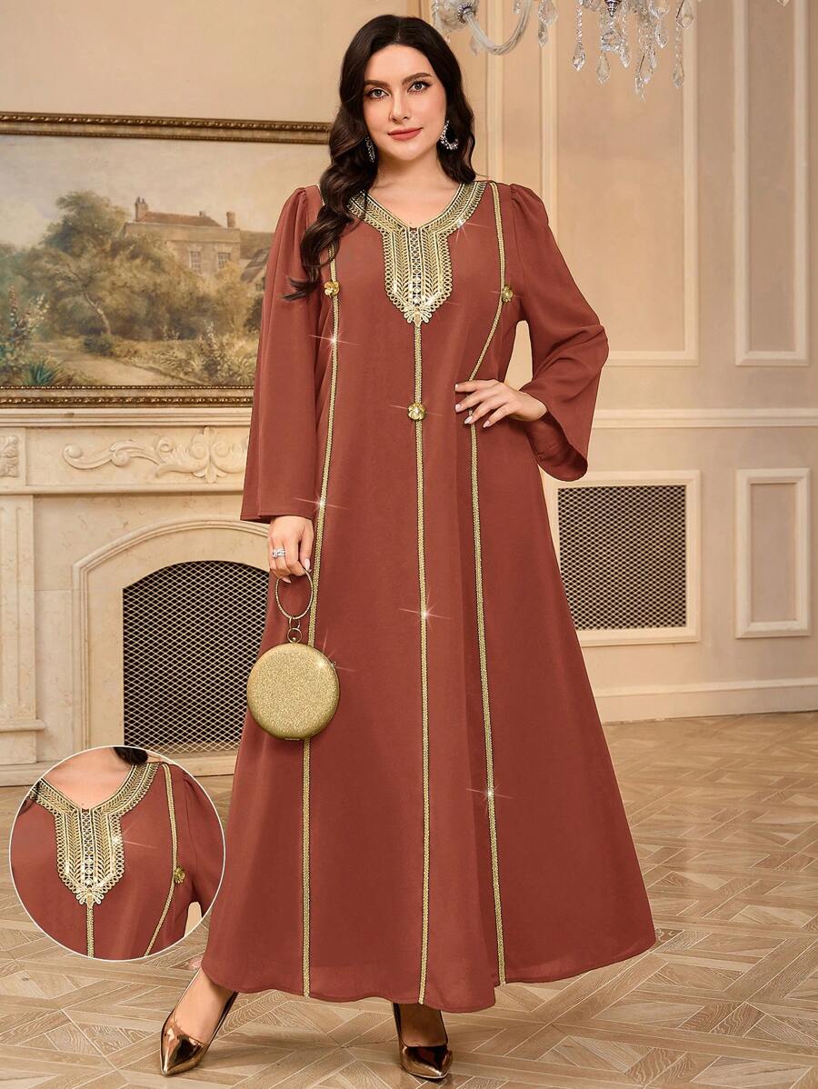 Al Najma 大码女士土耳其风格和阿拉伯传统长袍，朴素的卡夫坦