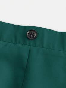 SHEIN Leap Crew 青少年男孩派对绅士套装纯色简约休闲校服，舒适、时尚、百搭，适合日常穿着、上学、郊游、运动、情人节、聚会和派对 - 綠色 - 查看 10