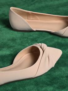 SHUZIA 女士迷人尖头扭带平底鞋 - 米色 - 查看 5