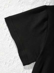 SHEIN 2 件套男童基本款短袖 T 恤和黑色中长短裤套装 - 多色 - 黑色 - 查看 6