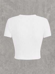 SHEIN EZwear Plus Size Women Slogan Print Round Neck St Patrick Short Sleeve Casual T-Shirt